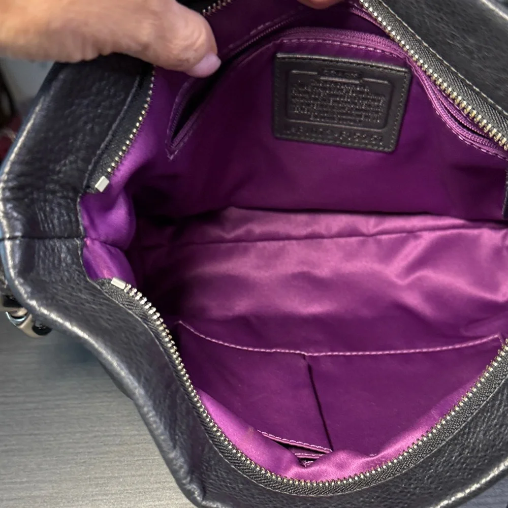 Coach Dark Gray/Black Leather Hobo Shoulder Bag - Picture 12 of 15